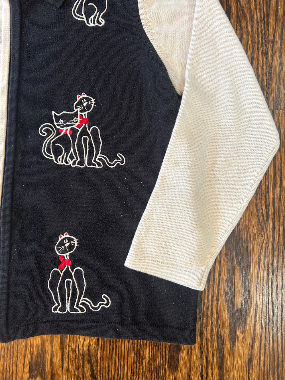 Vintage Y2K Knit Zip Up Cat Sweater - Picture 4 of 9